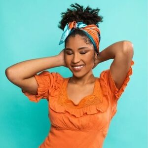 Stylish Blue and Orange Hair Scarf